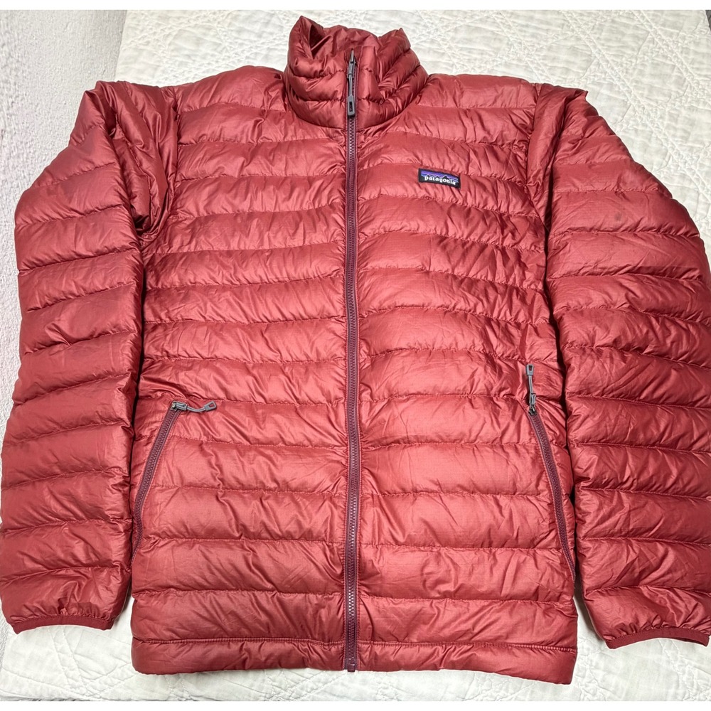 Patagonia Down Sweater Mens L Red Puffer Full Zip Ripstop Jacket